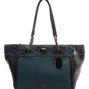 Brand new unique Coach purse.  Aqua teal and black